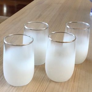 Vintage Blendo 4 Small Juice Drinking Glasses Frosted Rare White USA Ret…